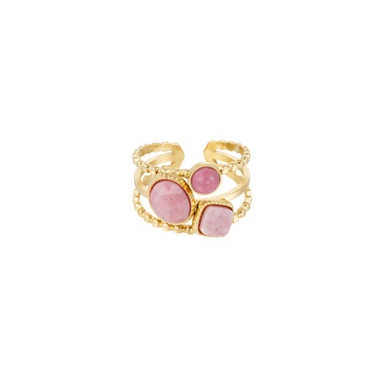 Stone Party Pink Ring Goud