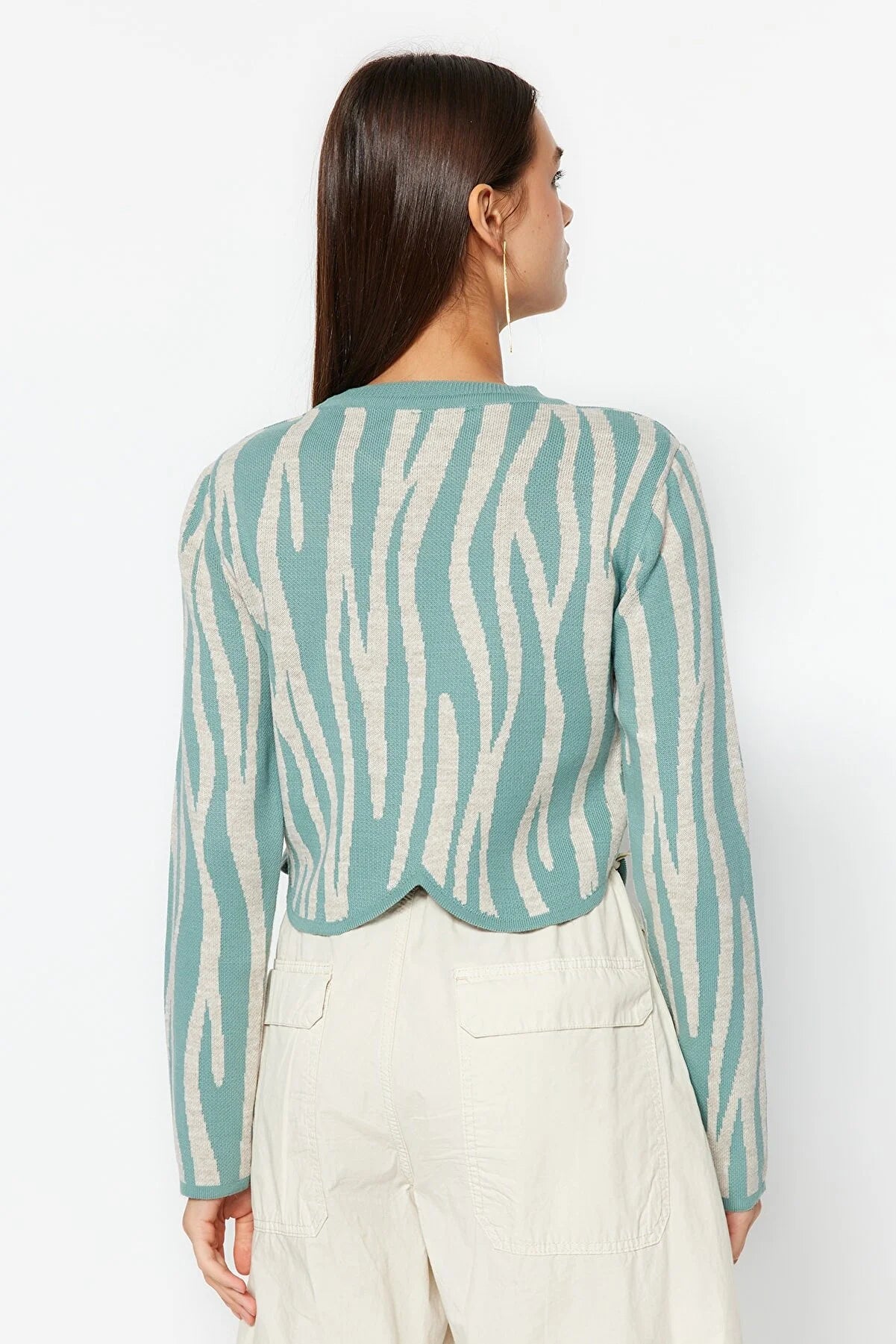 Bombo |cropped sweater-trui met zebra print beige | EXTRA 30% KORTING